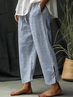 Loose Casual Striped Straight Pockets Pants