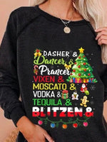 Black Casual Graphic Tops Round Neck Long Sleeve Character Printed Xmas Sweatshirt