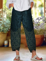 Women's Retro Ethnic Style Floral Print Cotton Linen Casual Pants