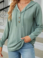 Solid Color Hoodie Long Sleeve Button Hoodie Sweatshirt