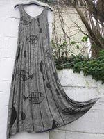 Summer Fish Printed Sleeveless Tank Maxi Dress