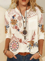 Elegant Floral Printed Long Sleeve Top