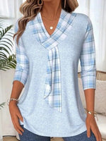 Breezy Plaid Print Long Sleeve Top
