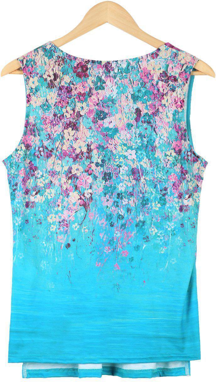 Floral Print Casual V-neck Sleeveless Blouse