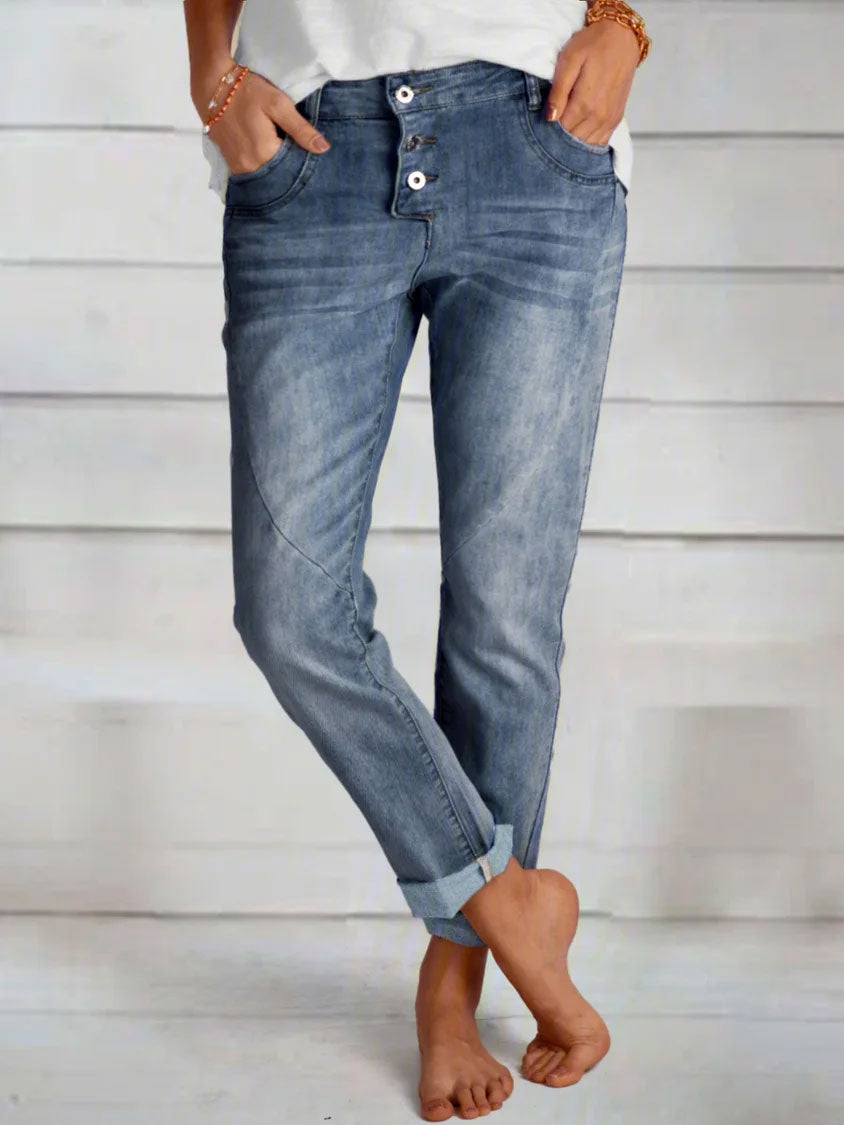 Light Blue Casual Solid Jeans