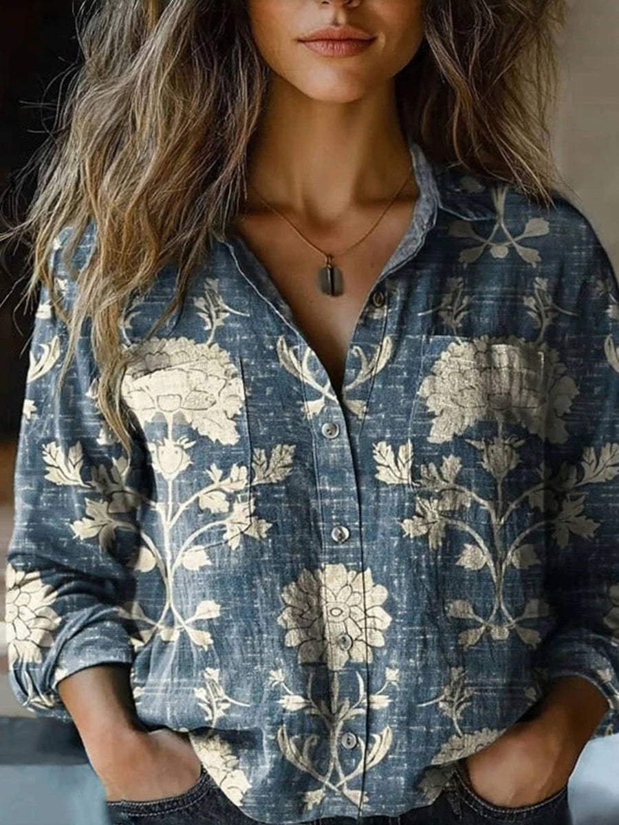 Vintage Floral Print Blouse