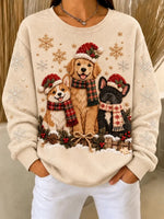 Casual Dog Crew Neck Long Sleeve Sweatshirt