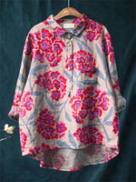 Women's Vintage Floral Print Casual Long Sleeve Shirt