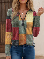 Crew Neck Long Sleeve Plain Loose Blouse