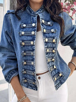Stylish Blue Long Sleeve Outerwear