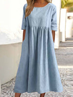 Plain loose Maxi Dress With pockets