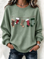 Casual Christmas Crew Neck Long Sleeve Sweatshirt