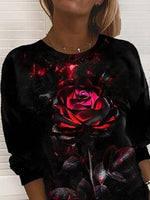 Loose Casual Floral Print Sweatshirt