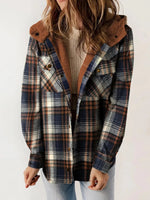 Women's Flannel Plaid Fleece Hooded Shacket