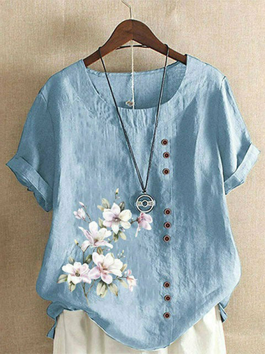 Casual Floral Print Blouse