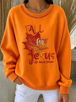 Casual Maple Leaf Crew Neck Long Sleeve Sweatshirt