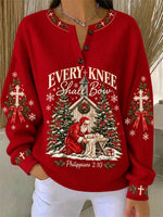 Casual Text Letters Henley Collar Long Sleeve Sweatshirt