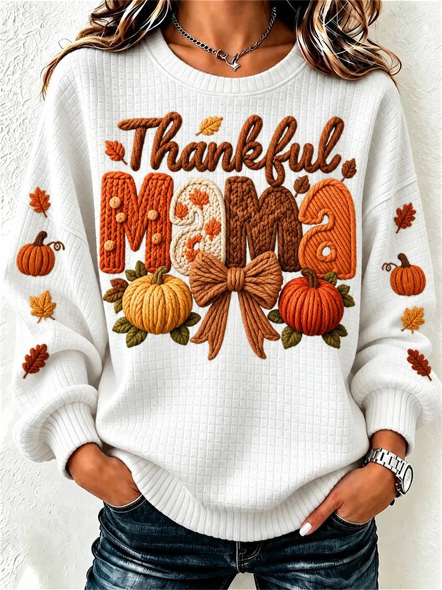 Casual Text Letters Crew Neck Long Sleeve Sweatshirt