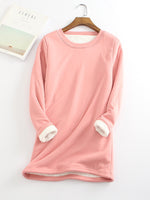 Solid Color Round Neck Long Sleeve Warm T-shirt