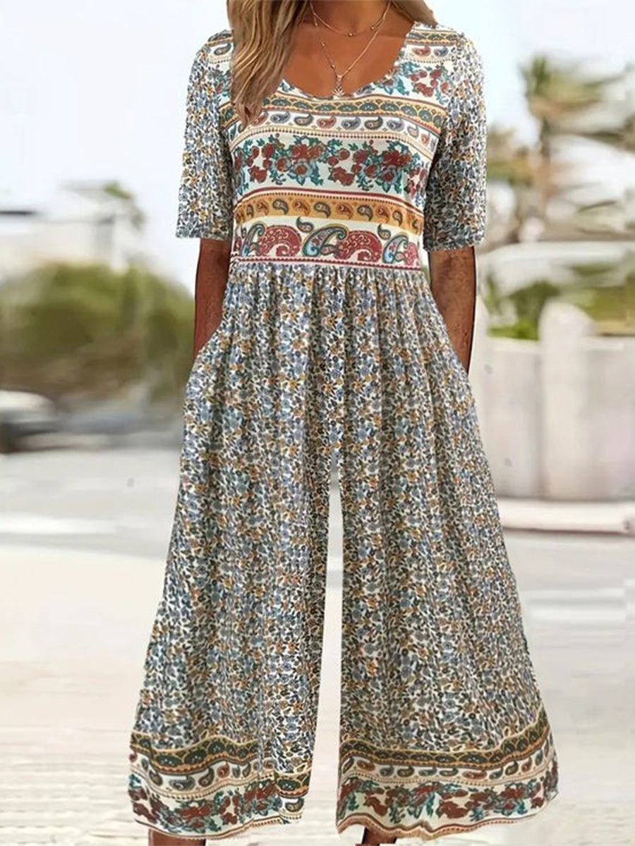 Khaki Side Pocket Scoop Neck Jumpsuit