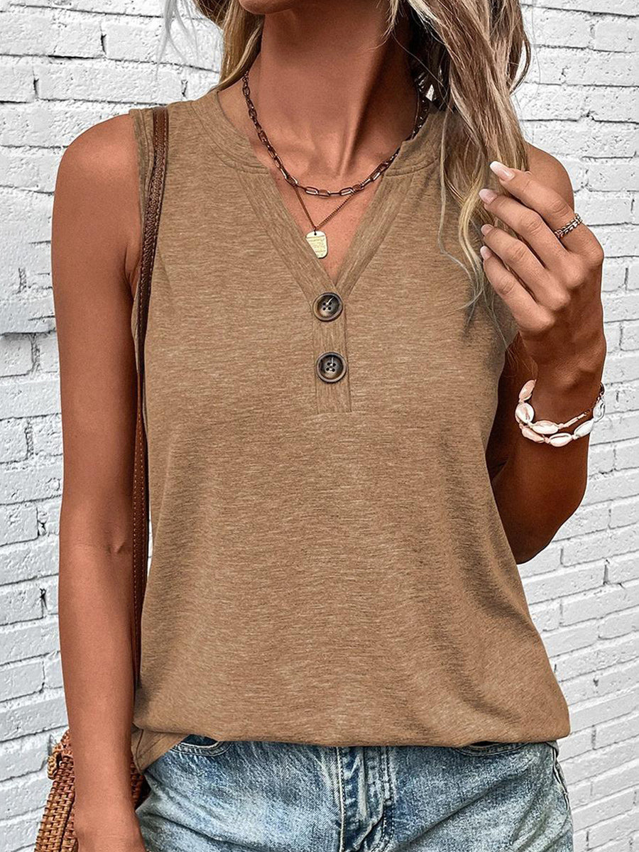 Plain V-Neck Sleeveless Tank Top