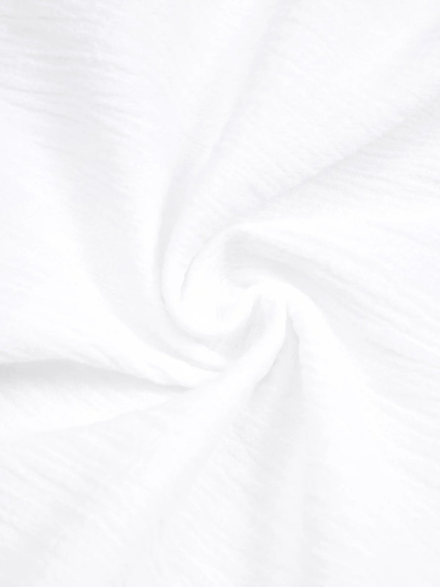 Plain Crew Neck 3/4 Sleeve White Comfy Blouse