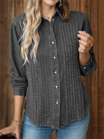 Women's Long Sleeve Casual Loose Pleated Blouse