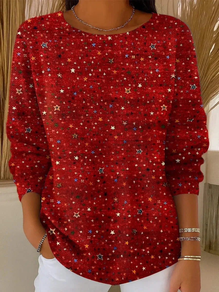 Women Star Long Sleeve Comfy Casual Printing Sweatshirt