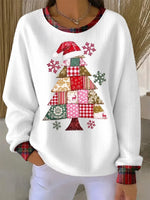 Casual Plaid Crew Neck Long Sleeve Sweatshirt