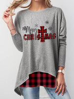 Red Plaid Merry Christmas Print Sweatshirt