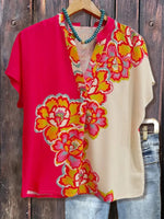 Distinctive V-Neck Short Sleeve Top