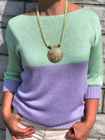 Multi Casual Graphic Tops Long Sleeve Round Neck Splicing Sweater