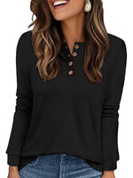 Casual Crew Neck Long Sleeve Plain Blouse