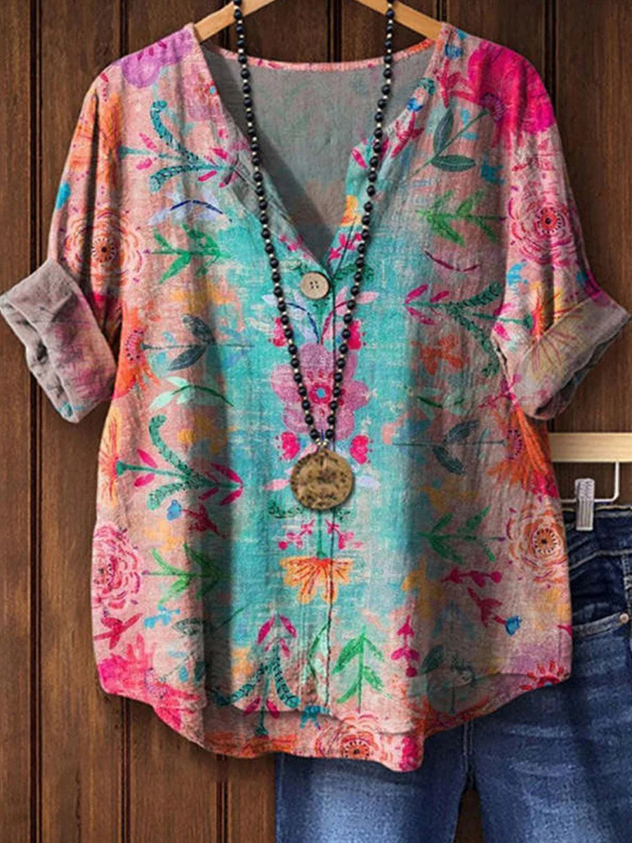 Unique V-Neck Short Sleeve Top