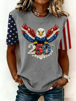 Women's Independence Day America 250th Anniversary Eagle Graphic Crew Neck T-Shirt
