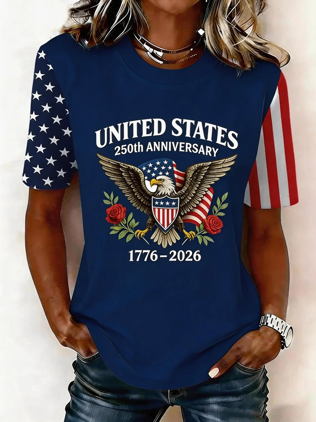 Women's United States 250th Anniversary Eagle Graphic Crew Neck T-Shirt