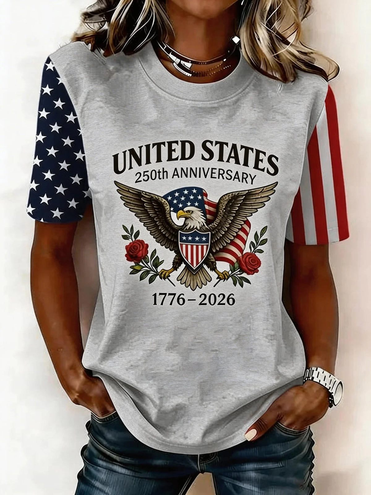Women's United States 250th Anniversary Eagle Graphic Crew Neck T-Shirt