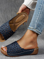 Vintage Floral Slip On Low Heel Slide Sandals