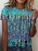 Casual Round Neck Short Sleeve Cute Print T-shirt