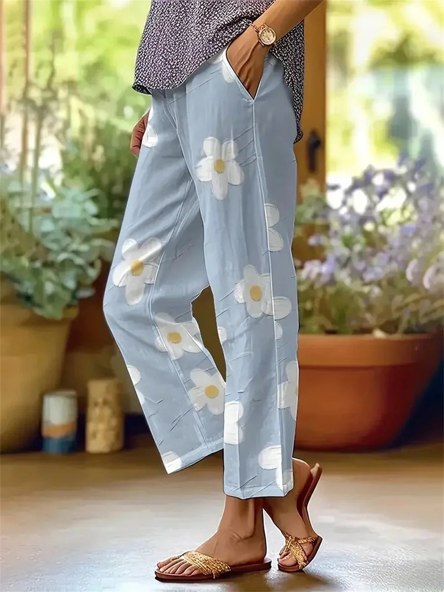 Casual Floral Print Long Pants