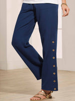 Casual Summer Solid Buttons Pants with Pockets