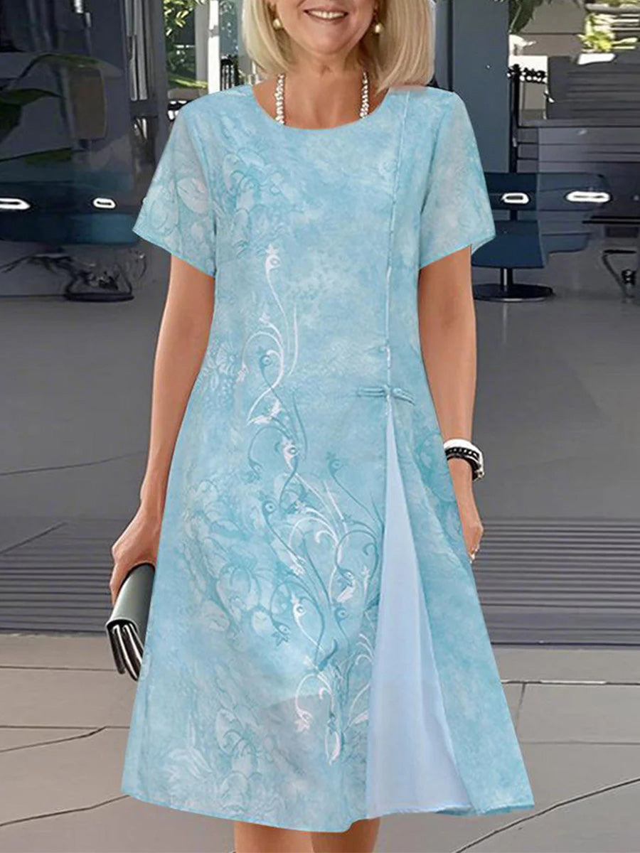 Stunning Round Neck Short Sleeve Mini Dress