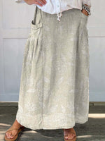 Vintage Floral Printed Artistic Pocket Skirt