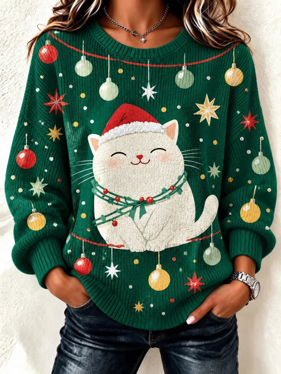 Casual Christmas Crew Neck Long Sleeve Sweatshirt