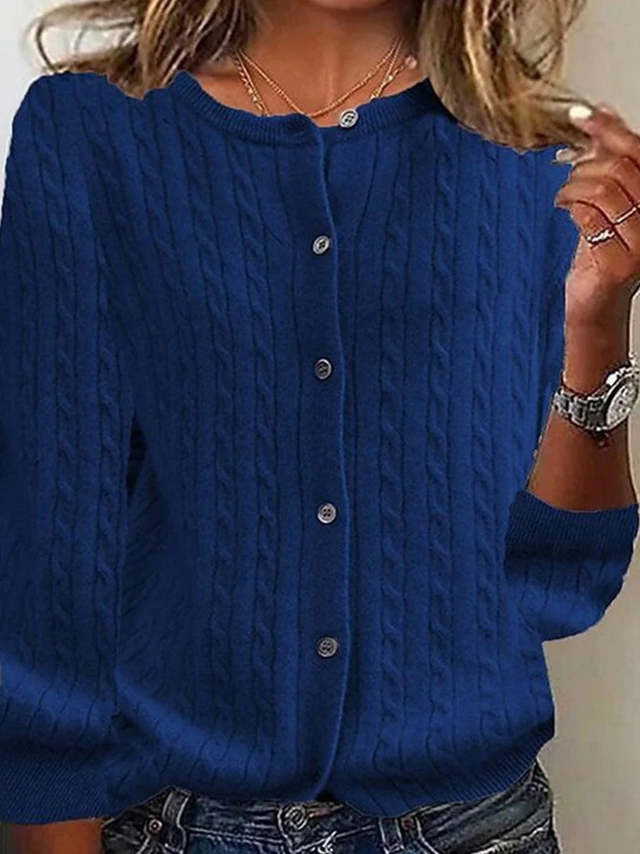 Blue Long Sleeve Plain Cardigan