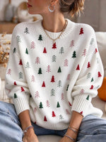 Women's Christmas Tree Round Neck Long Sleeve Sweater