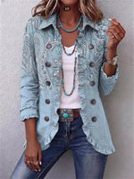 Boho-style Vintage Paisley Print Ruffled Long Sleeve Jacket
