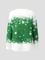 Green Casual Graphic Tops Round Neck Long Sleeve Snowman Printed Xmas Sweatshirt