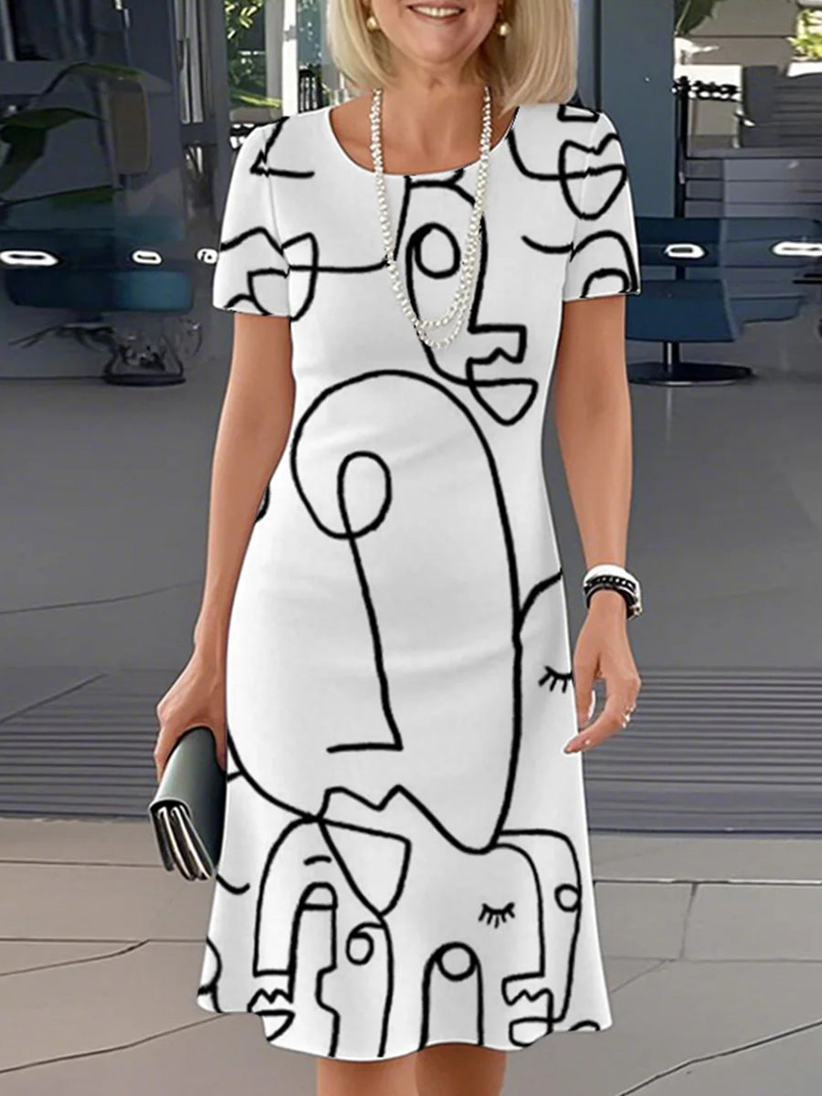 Classy Round Neck Short Sleeve Mini Dress