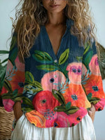Vintage Floral Print Blouse
